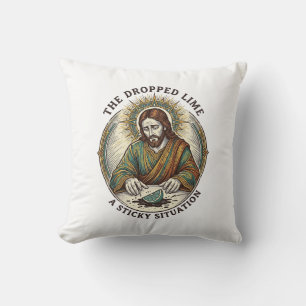 Coussin Jésus a laissé tomber un coin de citron vert sale