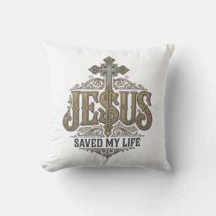 Coussin Jésus a sauvé ma vie Vintage Gravure Chemise chrét