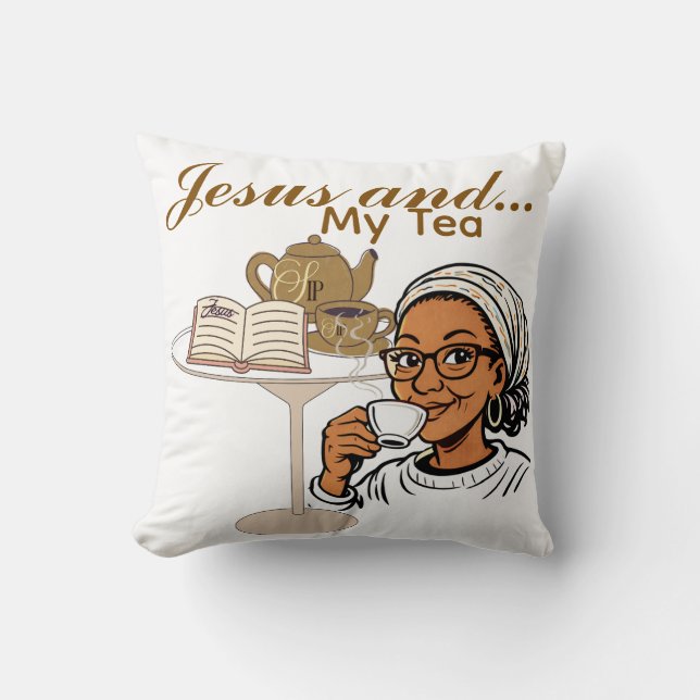 Coussin Jesus and My Tea (Recto)