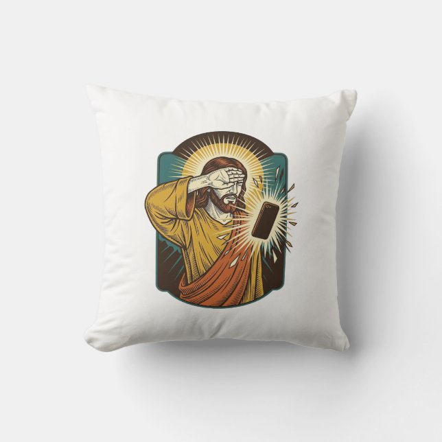 Coussin Jésus aveuglant la luminosité maximale du téléphon (Recto)
