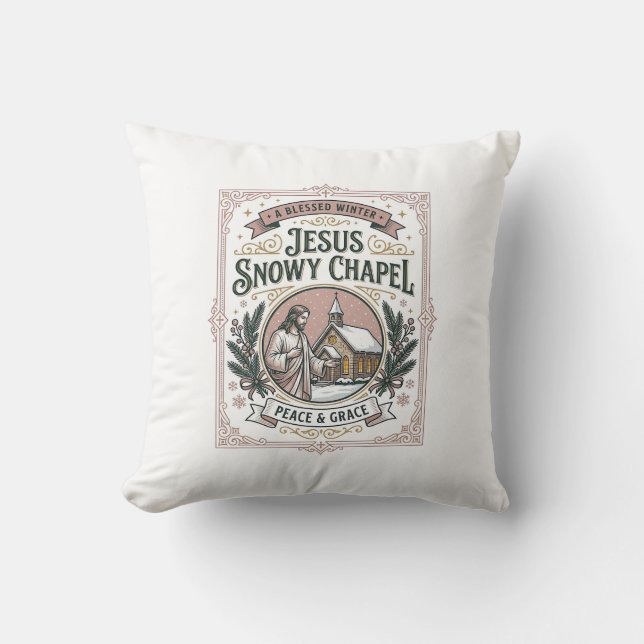 Coussin Jesus Chapelle enneigée Jésus Chapelle enneigée Fo (Recto)