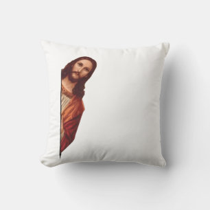 Coussin Jésus chrétien vous regarde, Jésus j'ai vu ça
