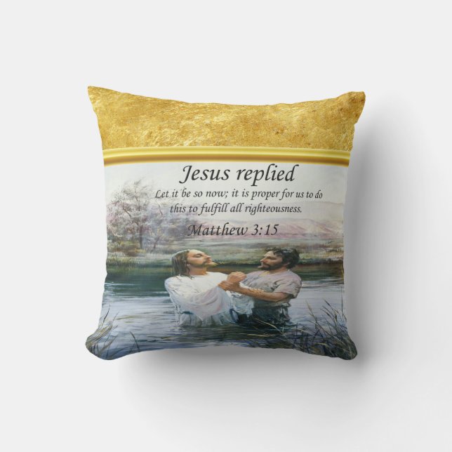 Coussin Jésus Christ Baptême image deux (Recto)
