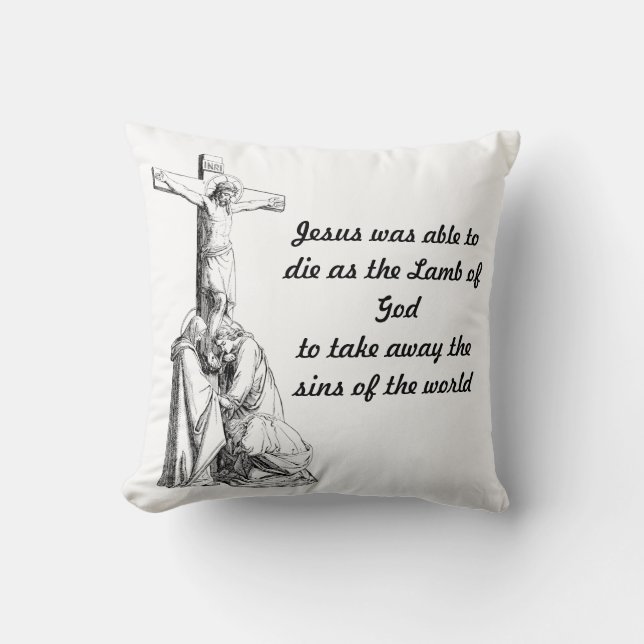 Coussin Jésus Christ Crucifixion cross Bible Citations (Recto)