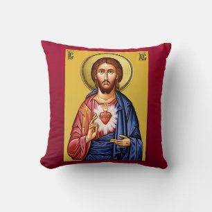 Coussin Jésus Christ fils de Dieu nouveau rouge