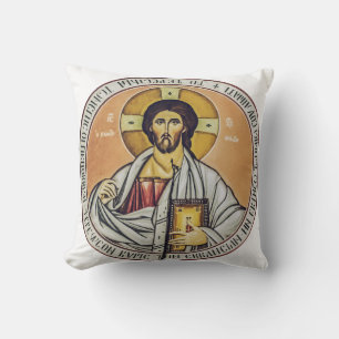 Coussin Jésus-Christ Pantocrator Art iconographique byzant