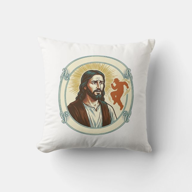 Coussin Jésus confus tendance virale de danse silhouette v (Recto)