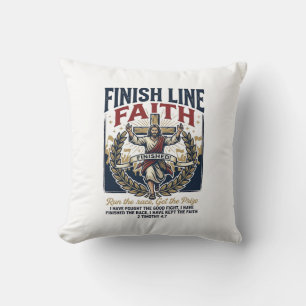 Coussin Jésus courant Marathon Vintage Shirt Chrétien Gra