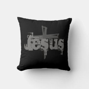 Coussin JESUS CROSS monochromatique amusant