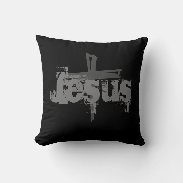 Coussin JESUS CROSS monochromatique amusant | (Recto)