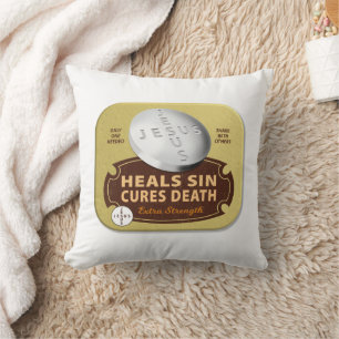 Coussin Jesus Cures Pill - Christian Healing Faith Dieu