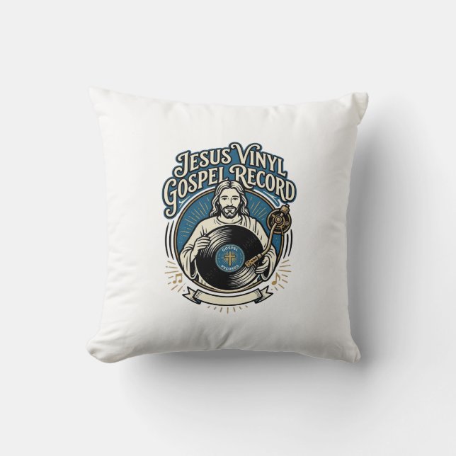 Coussin Jesus Disque Vinyle Gospel Jesus Disque Vinyle Chr (Recto)