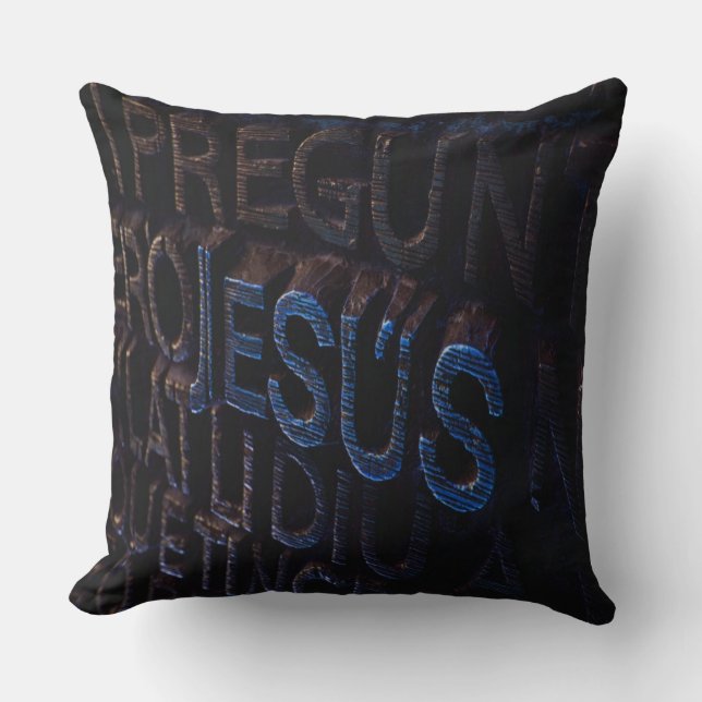 Coussin Jésus en Pierre Bleue Chrétien Dieu Amour (Recto)