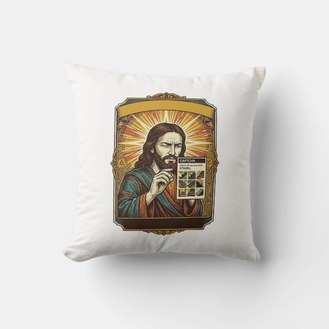 Coussin Jésus Escalier Flou Test Captcha Sécurité Tech Hum (Recto)