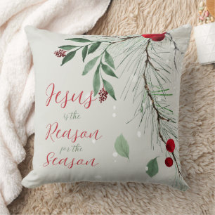 Coussin Jésus est la raison de l'aquarelle Noël hiver