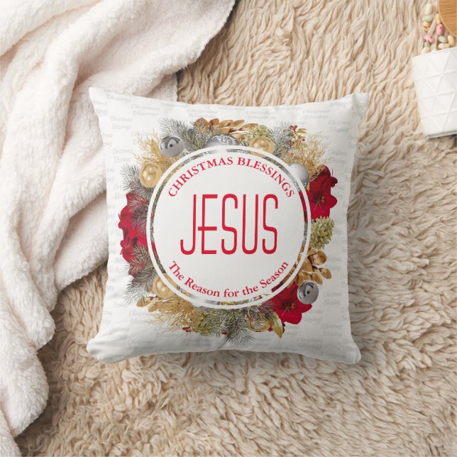 Coussin JÉSUS EST LA RAISON POUR LAQUELLE Noël Blessures W (Couverture)
