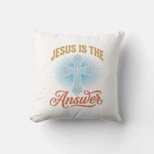 Coussin Jésus Est la Réponse Croix Chrétienne Conception V