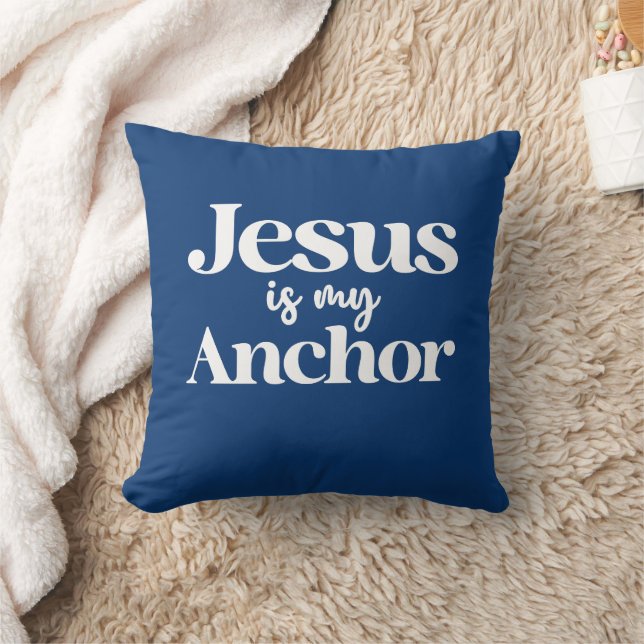 Coussin Jésus est Mon Ancre Décor de maison chrétienne (Couverture)