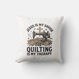 Coussin Jésus est mon sauveur le quilting est ma thérapie