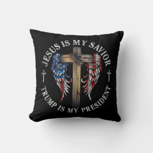 Coussin Jésus est mon sauveur Trump est mon président 2024