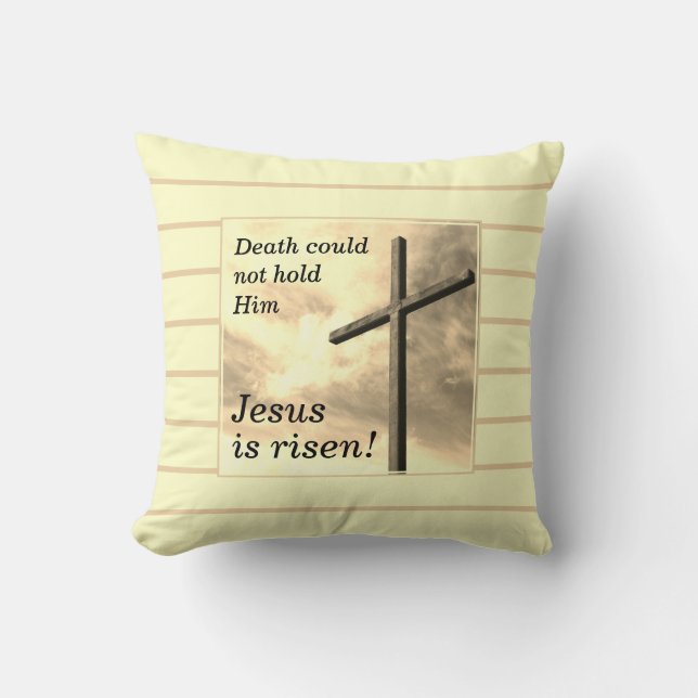 Coussin JÉSUS EST RISEN Personnalisable Cream Christian Pâ (Recto)