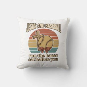 Coussin Jésus et Baseball Vintage Chemise Chrétienne