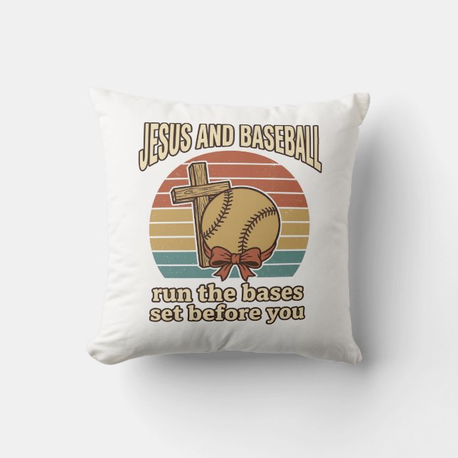 Coussin Jésus et Baseball Vintage Chemise Chrétienne (Recto)