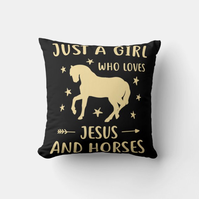 Coussin Jésus Et Chevaux Cadeaux Cheval Pour Filles Femmes (Recto)