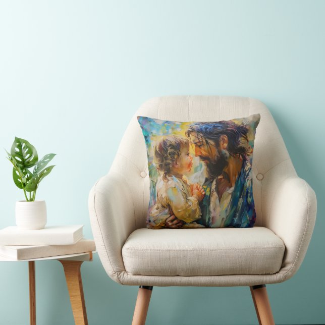 Coussin Jésus et l'expressionnisme des enfants (Chaise)