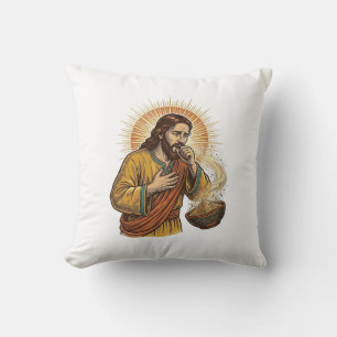 Coussin Jésus étouffé par miette de croustille de tortilla