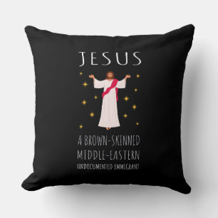 Coussin Jésus immigré clandestin à la peau brune I