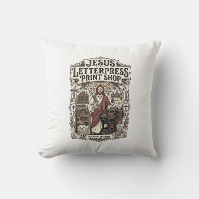 Coussin  Jésus imprimerie Jésus imprimerie Pri (Recto)