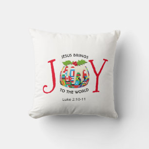 Coussin JÉSUS JOY AU MONDE Noël chrétien