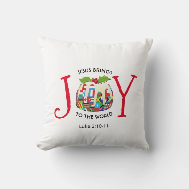 Coussin JÉSUS JOY AU MONDE Noël chrétien (Recto)