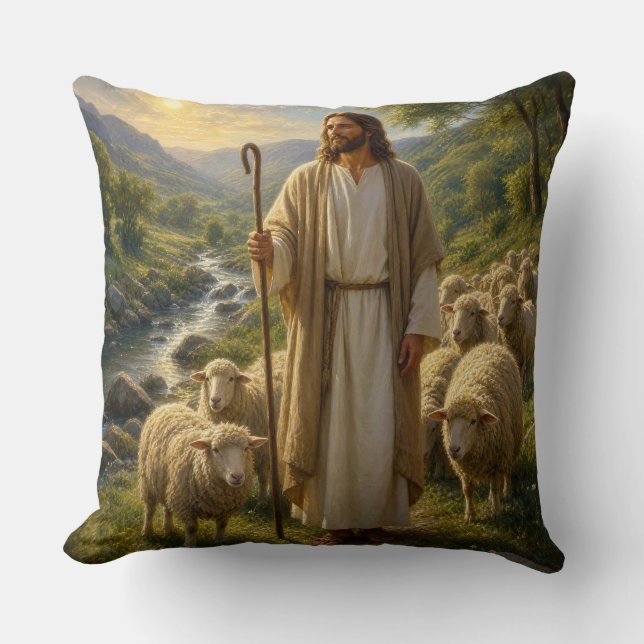 Coussin Jésus le Bon Berger dans Golden Valley (Recto)