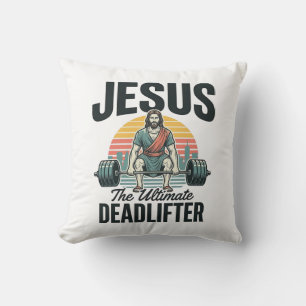 Coussin Jésus l'haltérophile ultime vintage