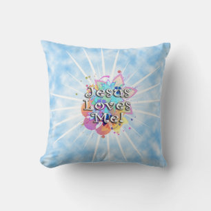 Coussin Jésus m'aime, aquarelle en pastel