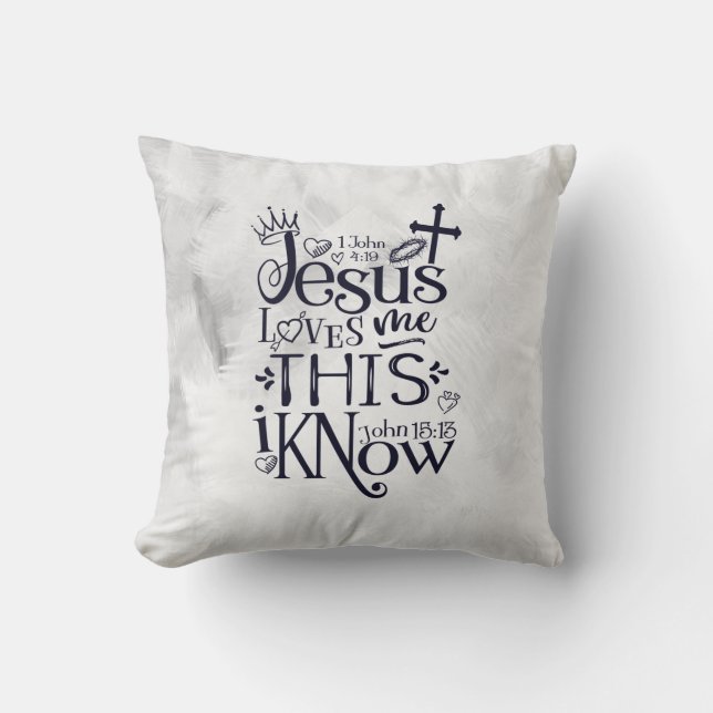 Coussin JÉSUS M'AIME ÇA JE CONNAIS L'Art Typographique (Recto)