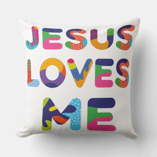 Coussin Jésus M'Aime L'Art Du Texte Coloré (Recto)