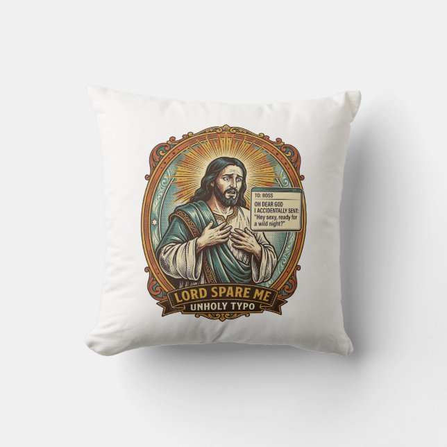 Coussin Jésus Mauvaise Message Autocorrect Patron Embarras (Recto)