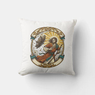 Coussin Jésus Parapluie Cassé Retourné Par Le Vent Orageux