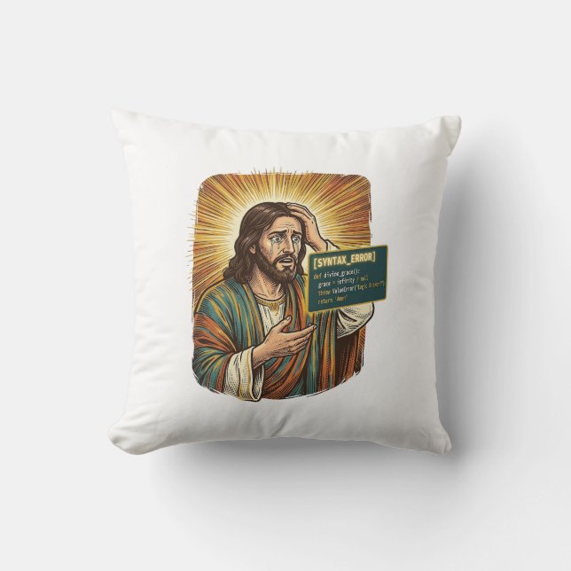 Coussin Jésus pleurant Erreur de syntaxe Codage Programmeu (Recto)