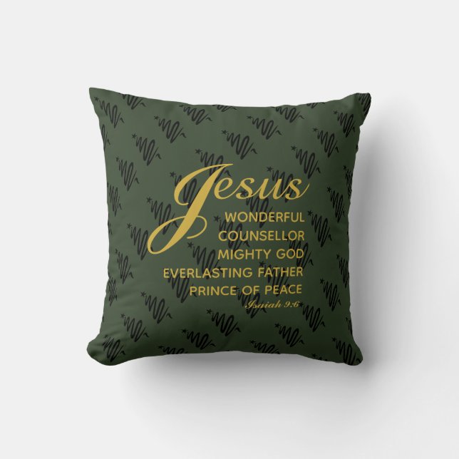 Coussin JÉSUS PRINCE DE PAIX Isaïe Écriture de Noël (Recto)