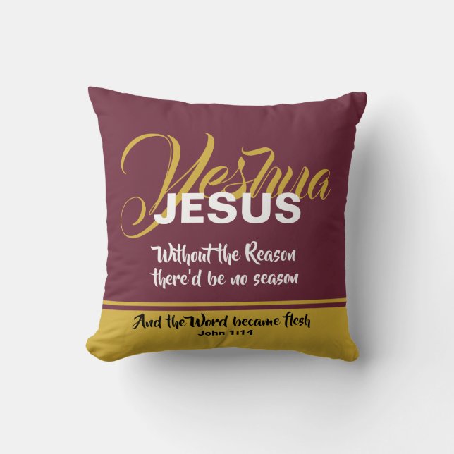 Coussin JÉSUS RAISON SAISON Écriture chrétienne Noël (Recto)