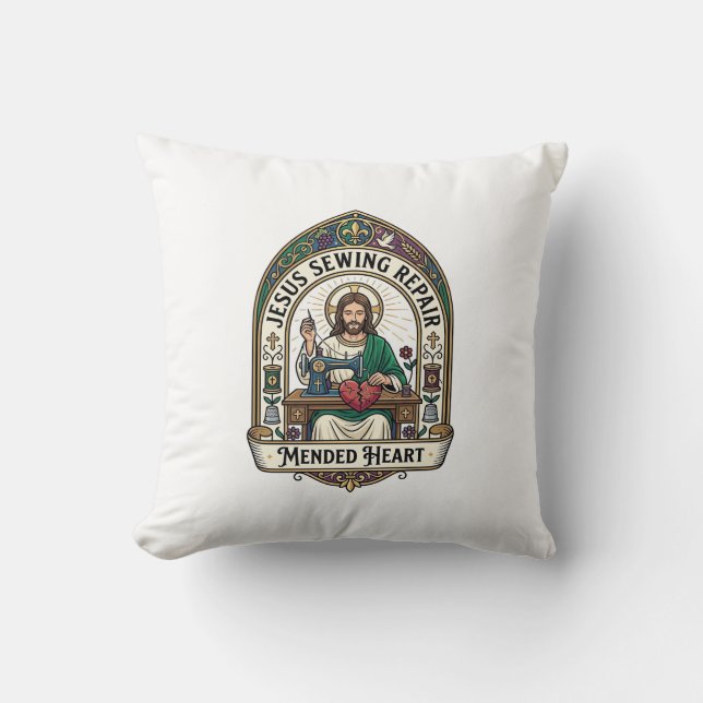 Coussin Jésus Réparation de Couture Cœur Réparé Jésus Répa (Recto)