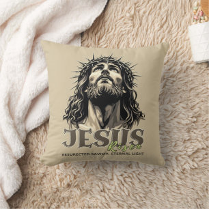 Coussin Jésus Ressuscité - Jésus Christ Artistique Beige