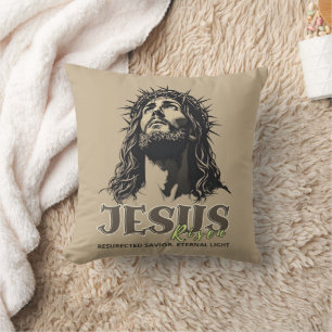 Coussin Jésus Ressuscité - Jésus Christ Artistique Beige