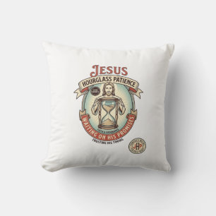 Coussin Jésus Sablier Patience Jésus Sablier Patience
