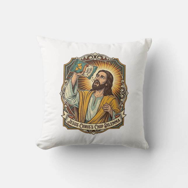 Coussin Jésus Sac Vide de Chips Tortilla Munchies Ivre Par (Recto)