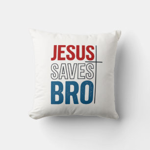 Coussin Jésus Sauve Frère Typographie Chrétienne Design T-